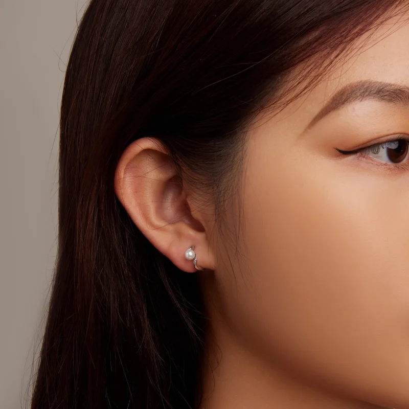 (imagem para) Pandora Style Shell Beads Hoop Earrings - BSE710 - Visualizar 7