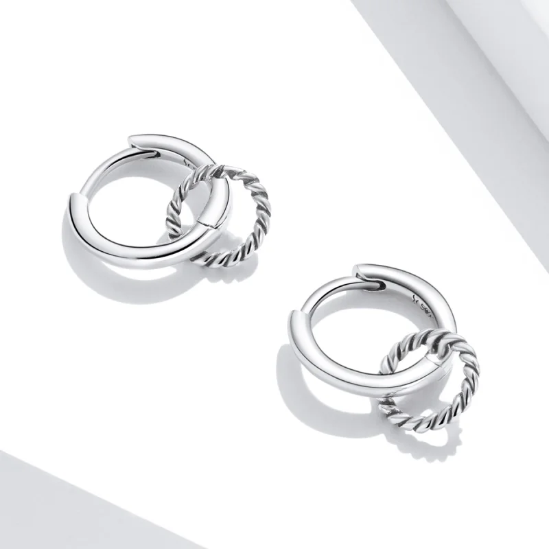 (imagem para) Pandora Style Shuanghuan Hoop Earrings - SCE1199 - Visualizar 3