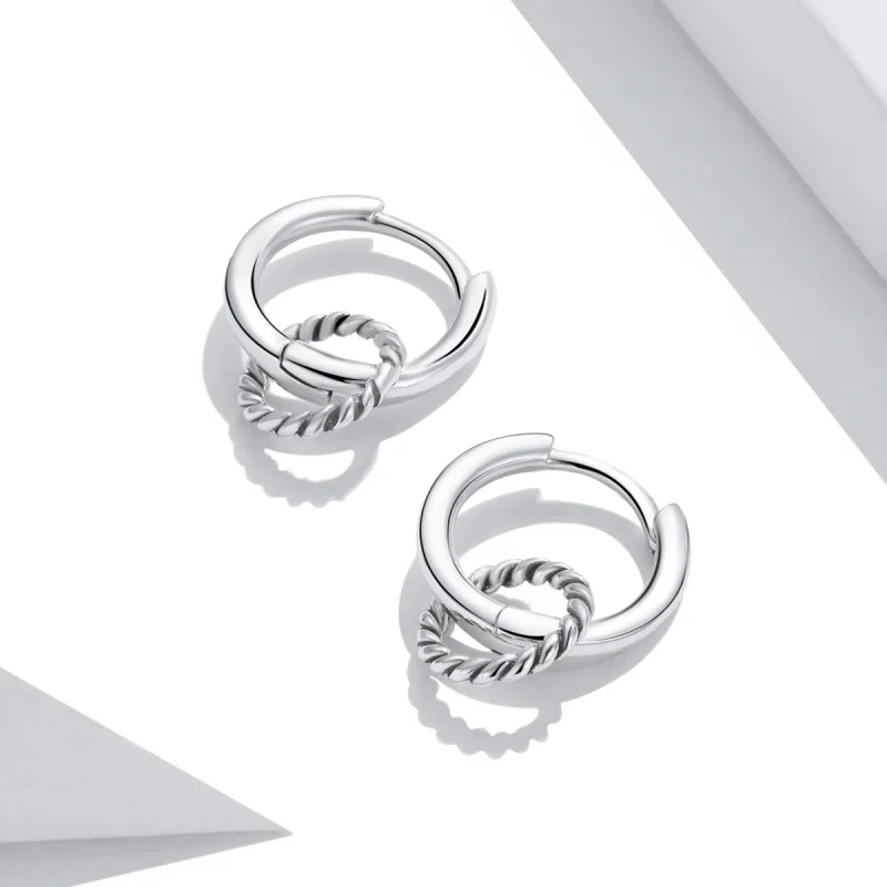 (imagem para) Pandora Style Shuanghuan Hoop Earrings - SCE1199 - Visualizar 4