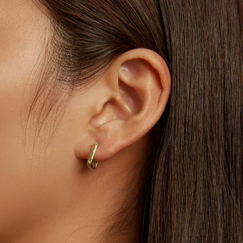 (imagem para) Pandora Style Simple Color Contrast Hoop Earrings - SCE1371-GN - Visualizar 6