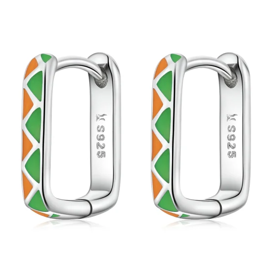 (imagem para) Pandora Style Simple Color Contrast Hoop Earrings - SCE1371-GN