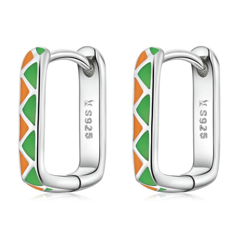 (imagem para) Pandora Style Simple Color Contrast Hoop Earrings - SCE1371-GN