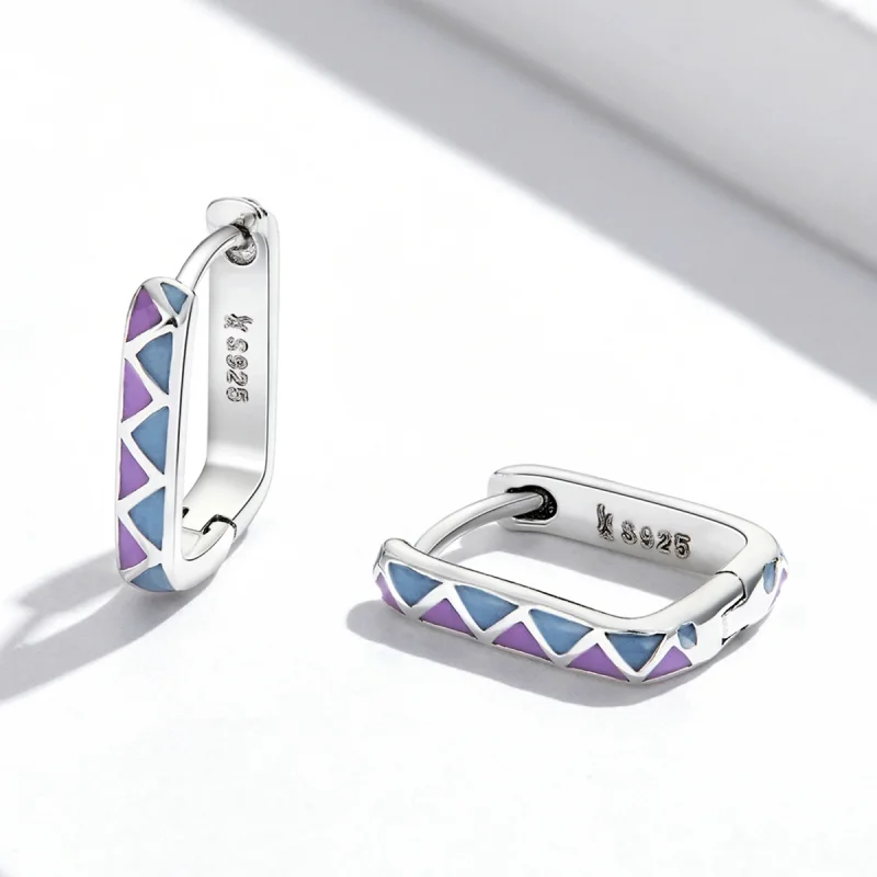 (imagem para) Pandora Style Simple Color Contrast Hoop Earrings - SCE1371-VT - Visualizar 3