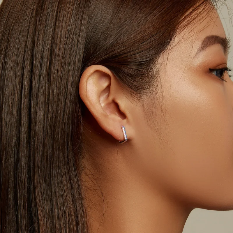 (imagem para) Pandora Style Simple Color Contrast Hoop Earrings - SCE1371-VT - Visualizar 7