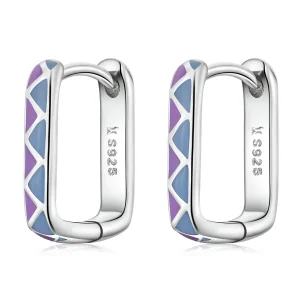 (imagem para) Pandora Style Simple Color Contrast Hoop Earrings - SCE1371-VT