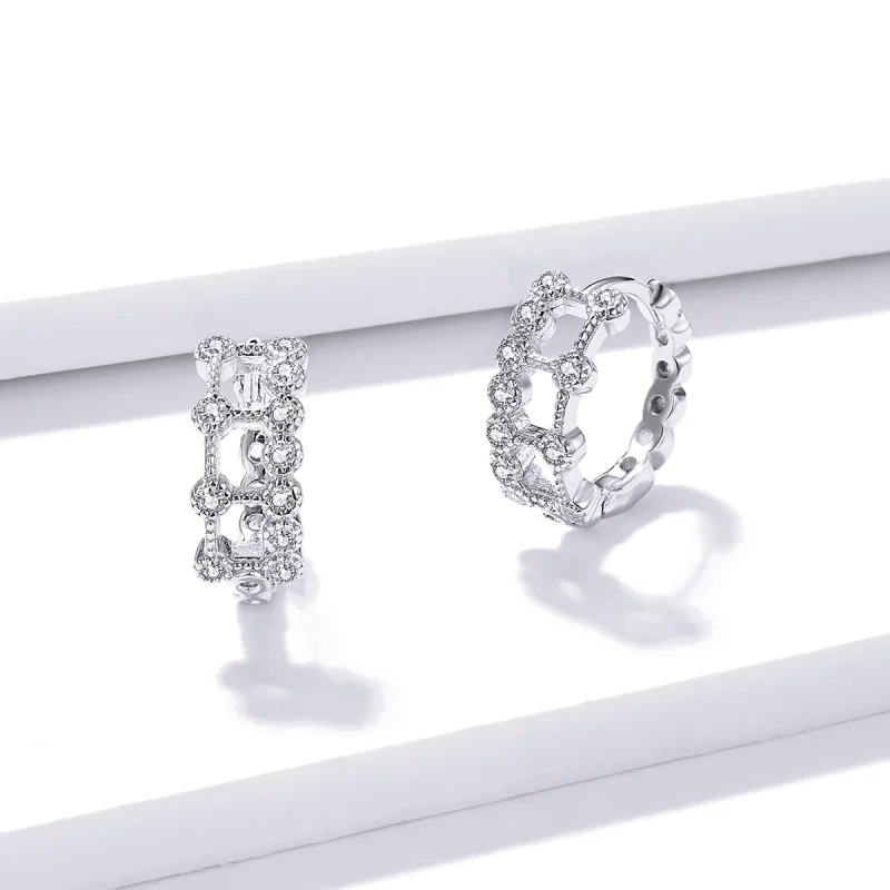 (imagem para) Pandora Style Simple Double Layer Hoop Earrings - BSE458 - Visualizar 2