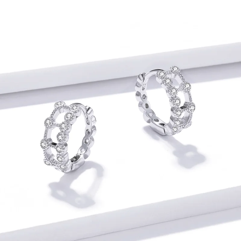 (imagem para) Pandora Style Simple Double Layer Hoop Earrings - BSE458 - Visualizar 3