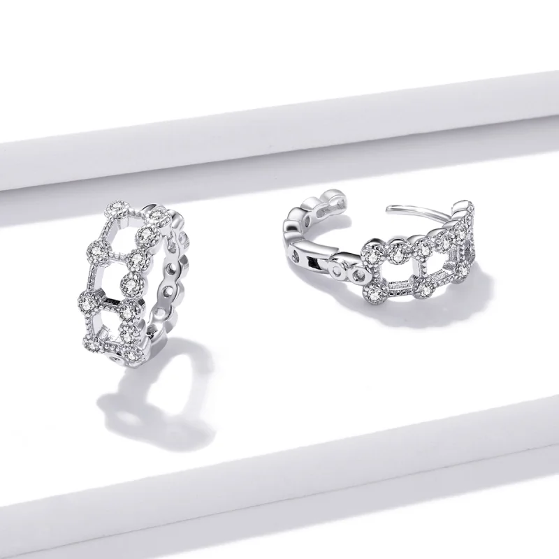 (imagem para) Pandora Style Simple Double Layer Hoop Earrings - BSE458 - Visualizar 4