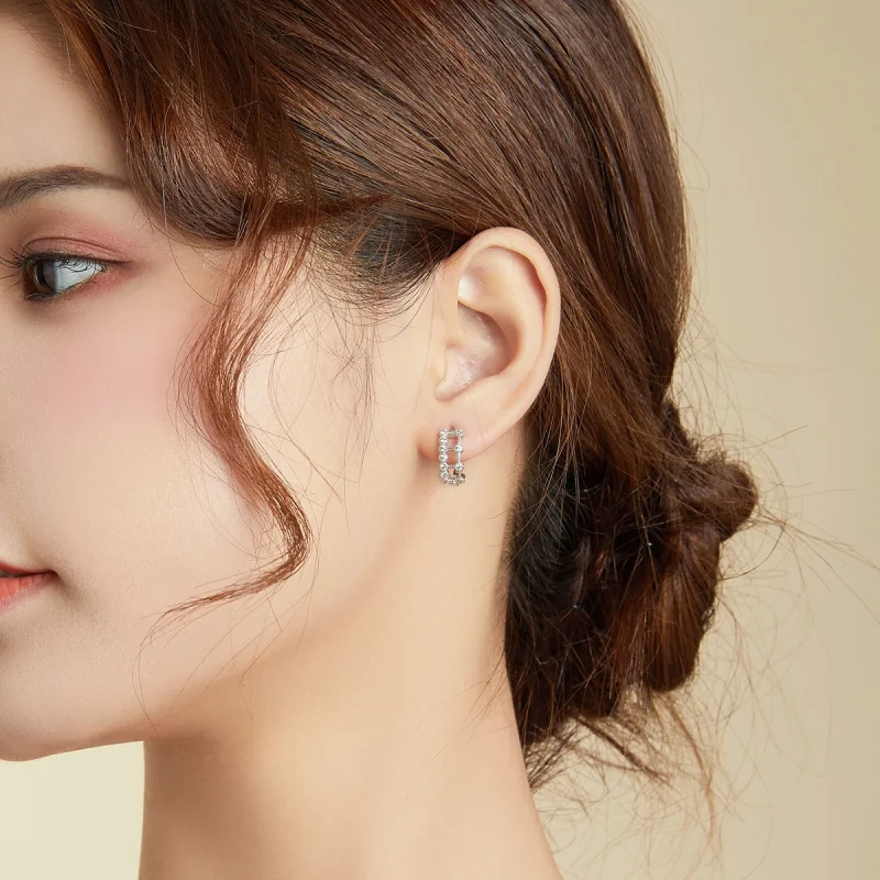 (imagem para) Pandora Style Simple Double Layer Hoop Earrings - BSE458 - Visualizar 6