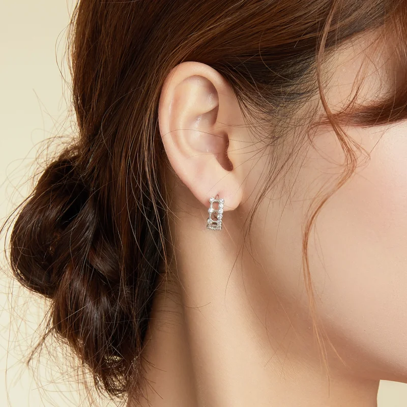 (imagem para) Pandora Style Simple Double Layer Hoop Earrings - BSE458 - Visualizar 7