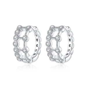 (imagem para) Pandora Style Simple Double Layer Hoop Earrings - BSE458
