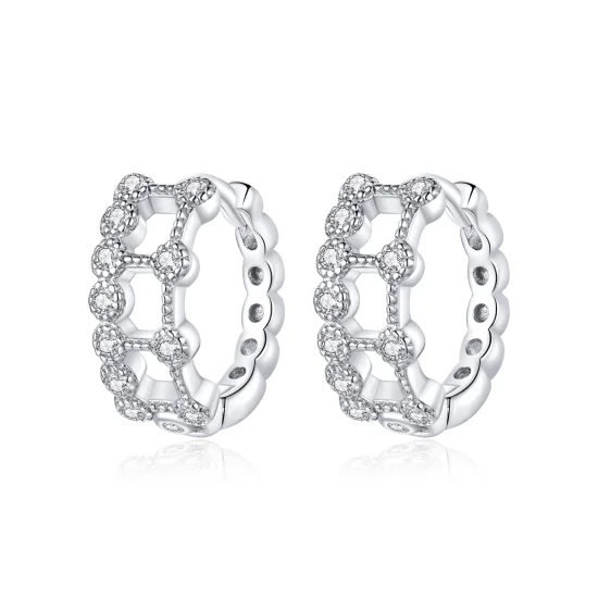 (imagem para) Pandora Style Simple Double Layer Hoop Earrings - BSE458