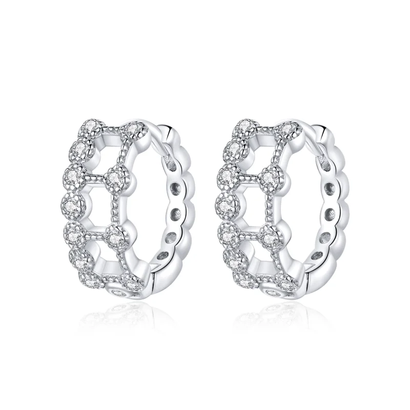 (imagem para) Pandora Style Simple Double Layer Hoop Earrings - BSE458
