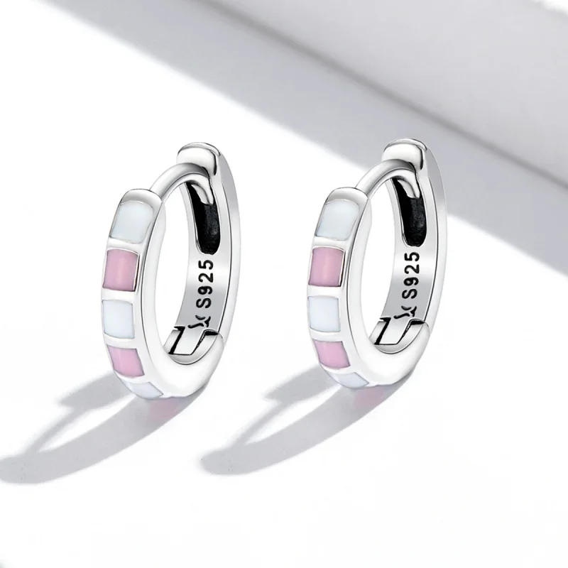 (imagem para) Pandora Style Simple Grid Hoop Earrings - SCE1372 - Visualizar 2
