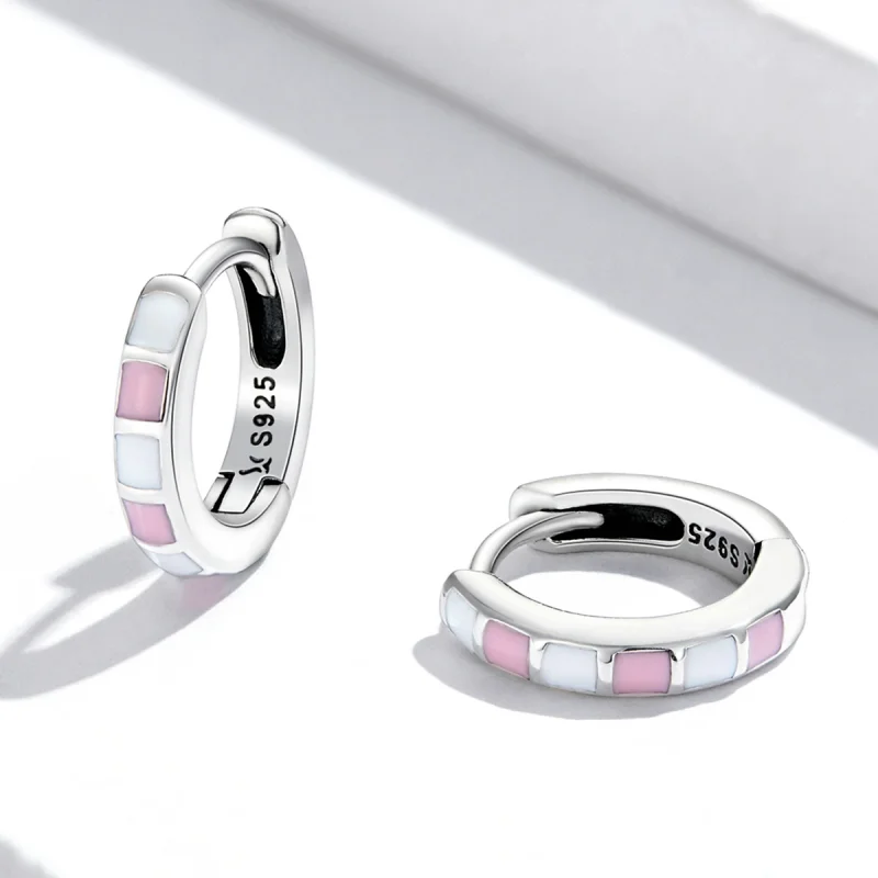 (imagem para) Pandora Style Simple Grid Hoop Earrings - SCE1372 - Visualizar 3