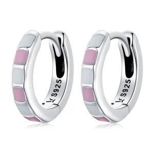(imagem para) Pandora Style Simple Grid Hoop Earrings - SCE1372