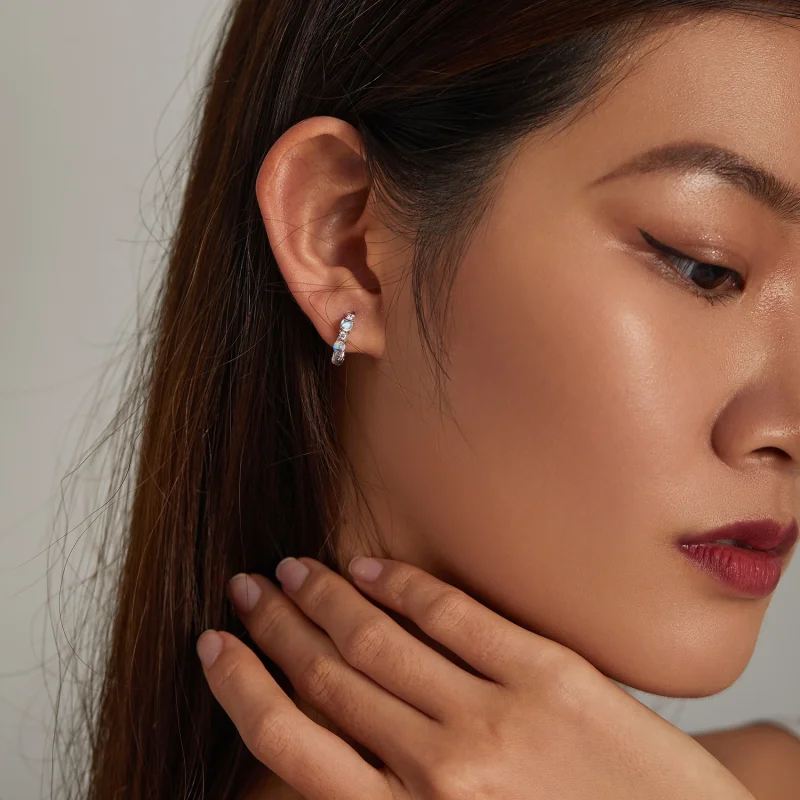 (imagem para) Pandora Style Simple Hoop Earrings - BSE532 - Visualizar 8