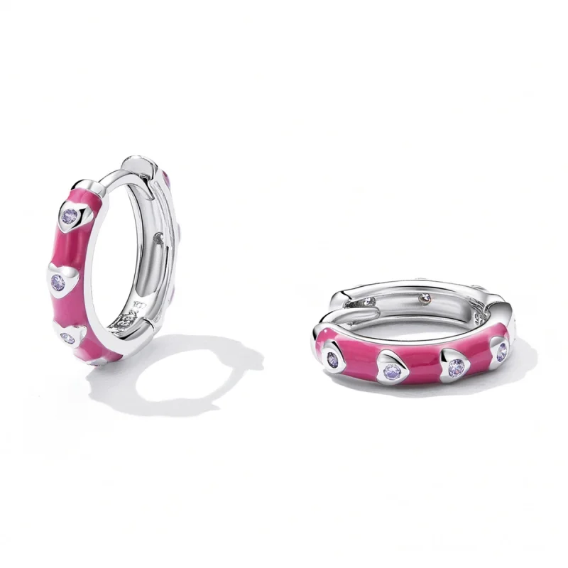 (imagem para) Pandora Style Simple Love Hoop Earrings - BSE595 - Visualizar 2