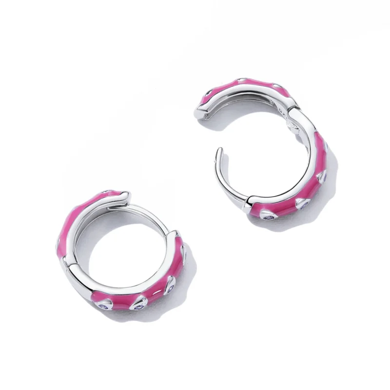 (imagem para) Pandora Style Simple Love Hoop Earrings - BSE595 - Visualizar 3