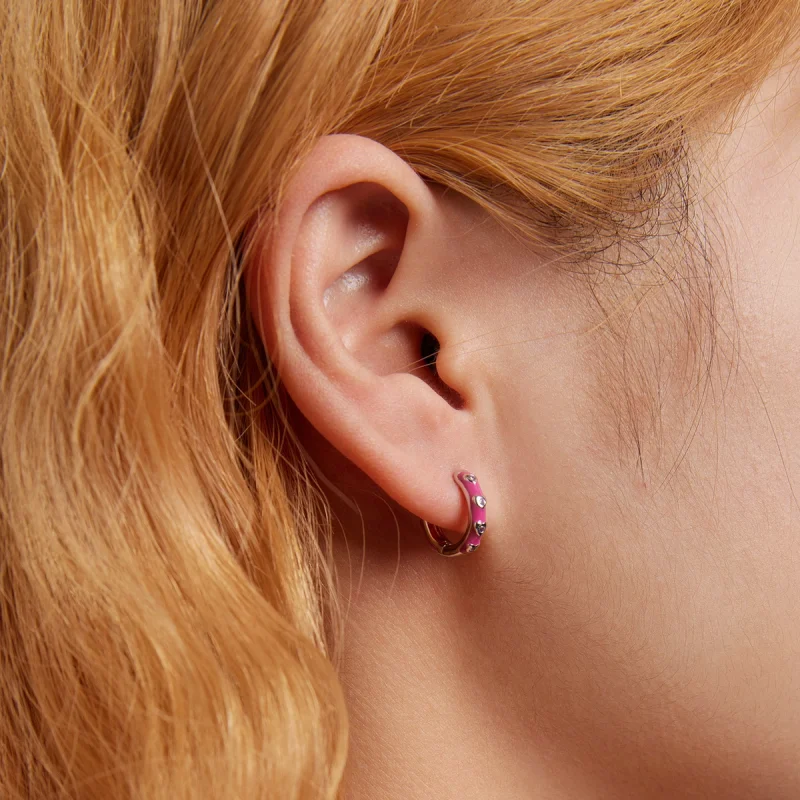 (imagem para) Pandora Style Simple Love Hoop Earrings - BSE595 - Visualizar 7