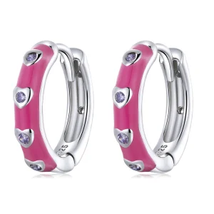 Pandora Style Simple Love Hoop Earrings - BSE595 (imagem para) Pandora Style Simple Love Hoop Earrings - BSE595