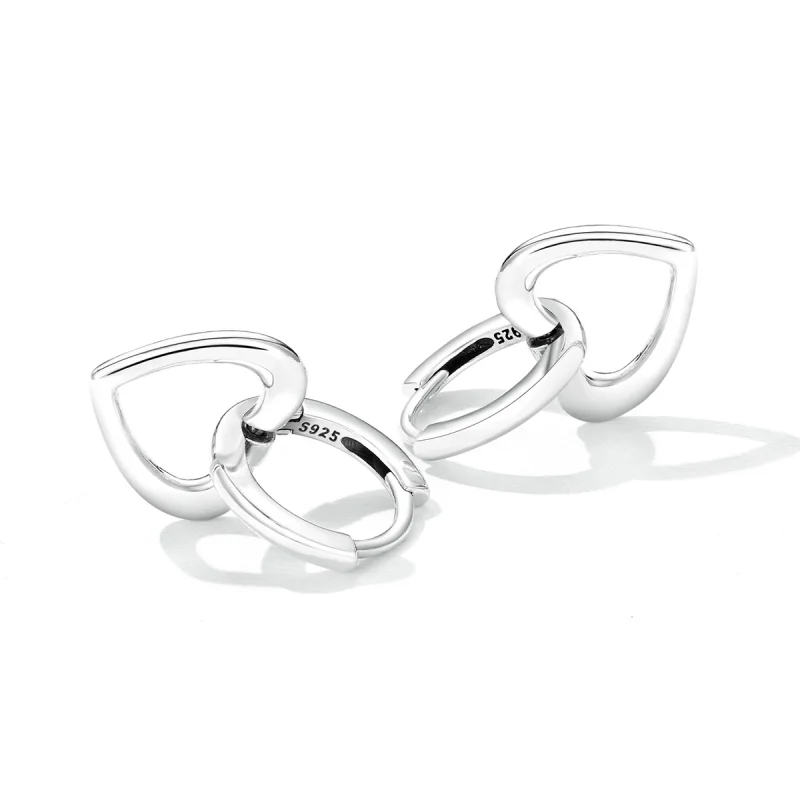 (imagem para) Pandora Style Simple Love Hoop Earrings - SCE1394 - Visualizar 2