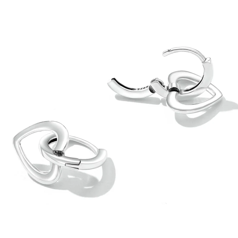 (imagem para) Pandora Style Simple Love Hoop Earrings - SCE1394 - Visualizar 4