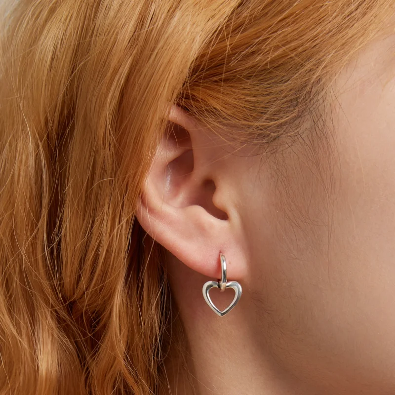 (imagem para) Pandora Style Simple Love Hoop Earrings - SCE1394 - Visualizar 5