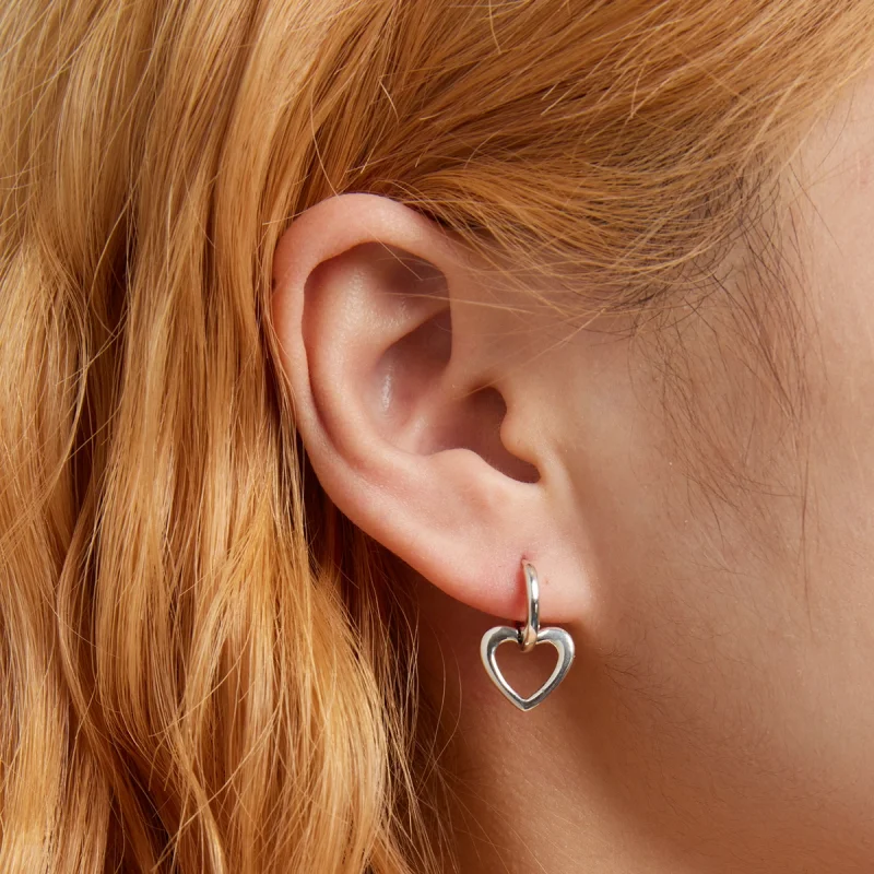 (imagem para) Pandora Style Simple Love Hoop Earrings - SCE1394 - Visualizar 6