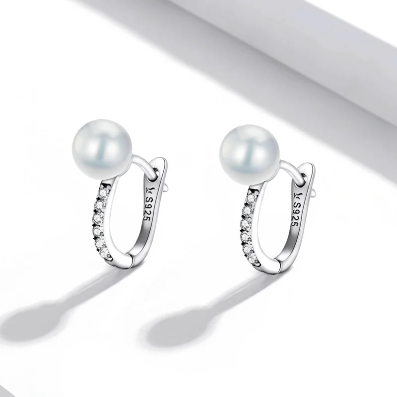 (imagem para) Pandora Style Simple Shell Beads Hoop Earrings - SCE1288 - Visualizar 2