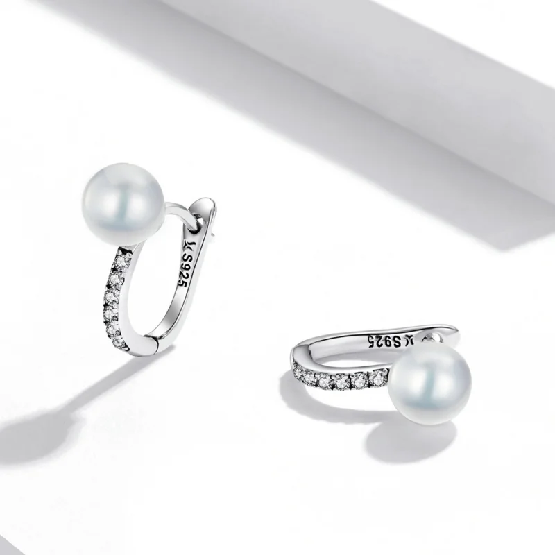 (imagem para) Pandora Style Simple Shell Beads Hoop Earrings - SCE1288 - Visualizar 3