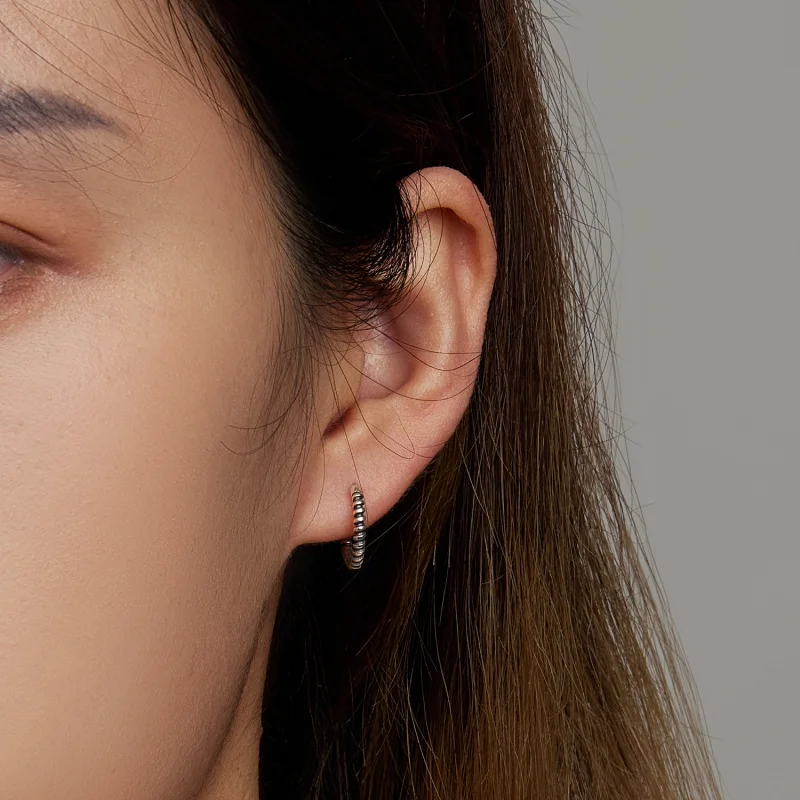 (imagem para) Pandora Style Simple Thread Hoop Earrings - SCE1423 - Visualizar 5