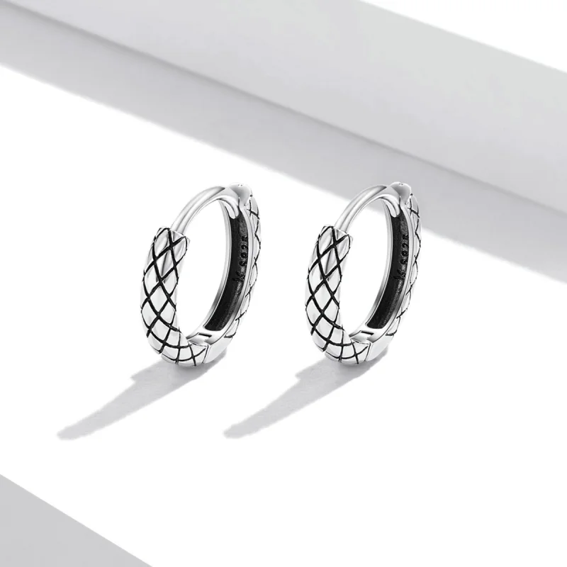 (imagem para) Pandora Style Snake Pattern Hoop Earrings - SCE1354 - Visualizar 2