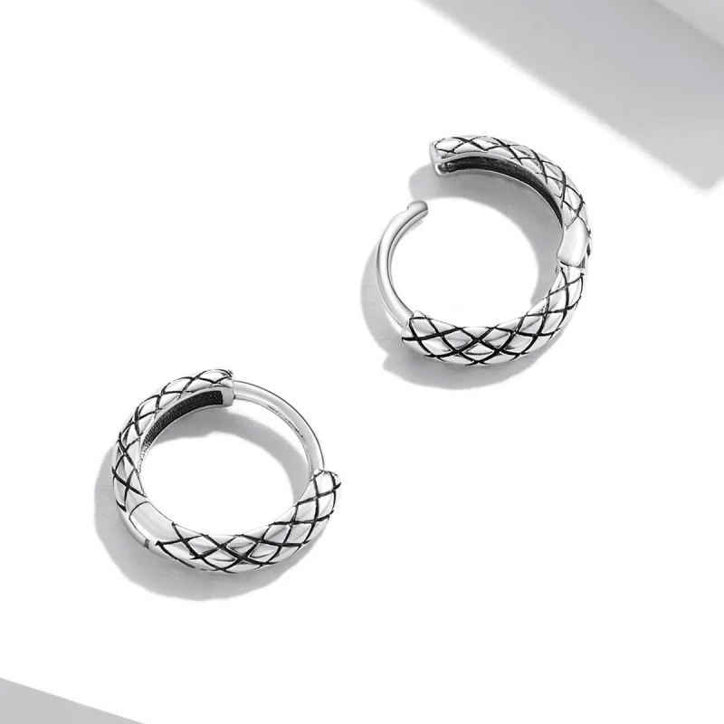 (imagem para) Pandora Style Snake Pattern Hoop Earrings - SCE1354 - Visualizar 4