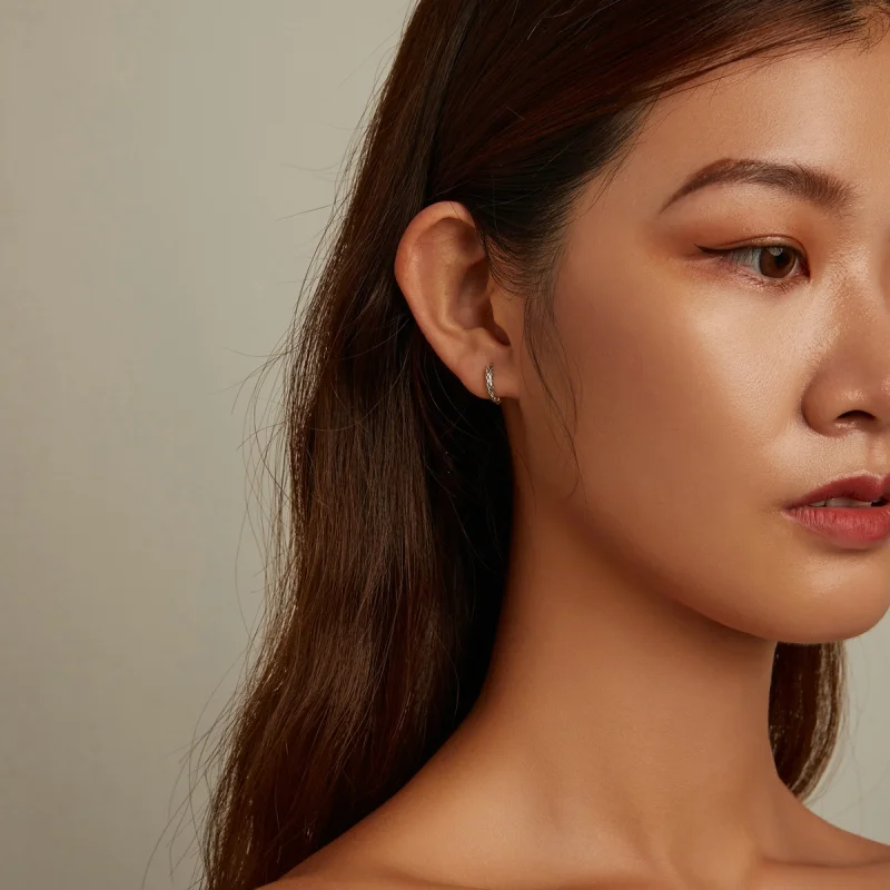 (imagem para) Pandora Style Snake Pattern Hoop Earrings - SCE1354 - Visualizar 8