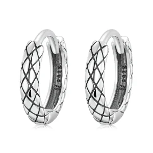 (imagem para) Pandora Style Snake Pattern Hoop Earrings - SCE1354