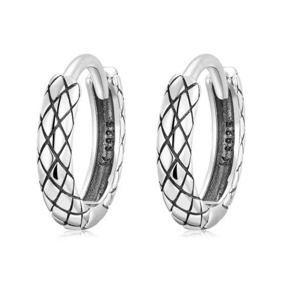 (imagem para) Pandora Style Snake Pattern Hoop Earrings - SCE1354