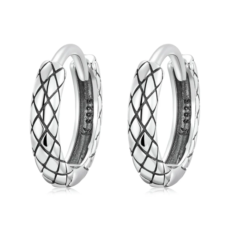 (imagem para) Pandora Style Snake Pattern Hoop Earrings - SCE1354