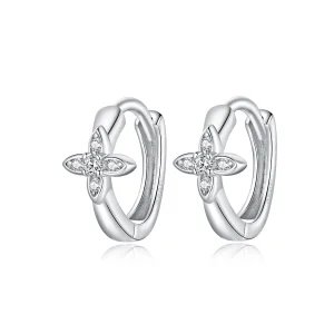 (imagem para) Pandora Style Sparkle Flower Hoop Earrings - SCE1043