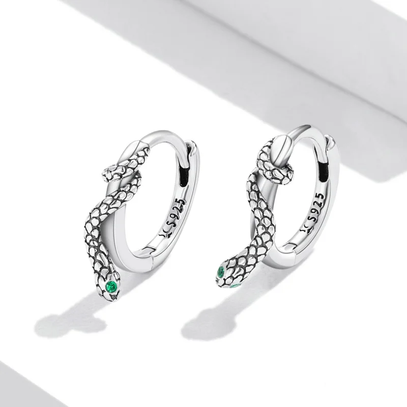 (imagem para) Pandora Style Spirit Snake Hoop Earrings - SCE1357 - Visualizar 2