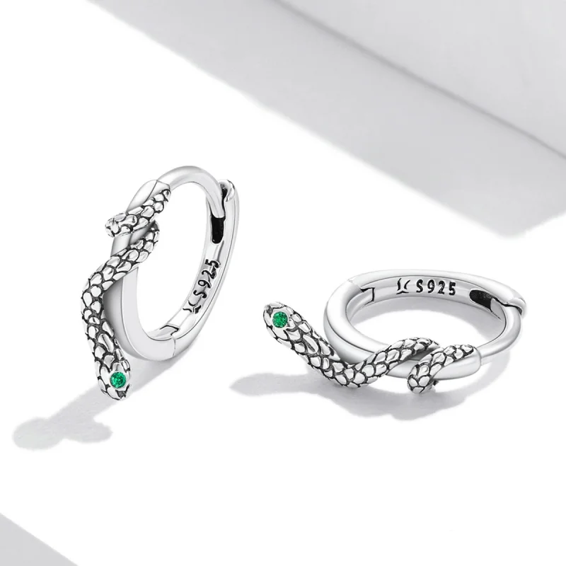 (imagem para) Pandora Style Spirit Snake Hoop Earrings - SCE1357 - Visualizar 3
