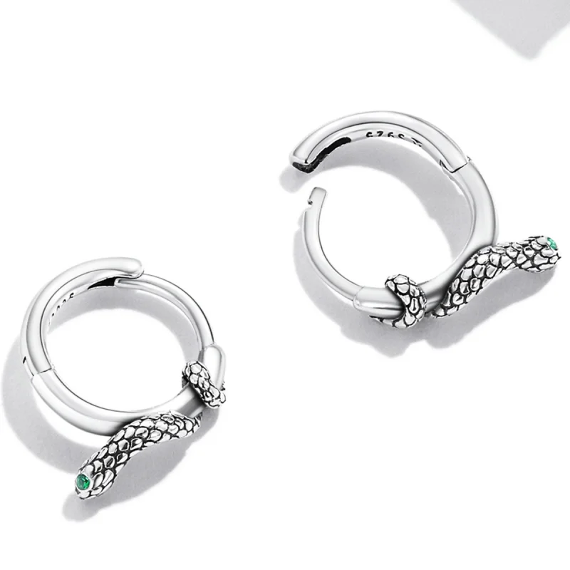(imagem para) Pandora Style Spirit Snake Hoop Earrings - SCE1357 - Visualizar 4