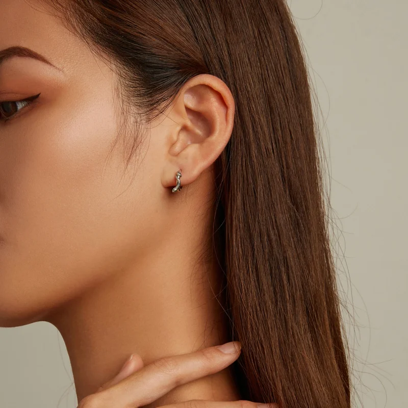 (imagem para) Pandora Style Spirit Snake Hoop Earrings - SCE1357 - Visualizar 7