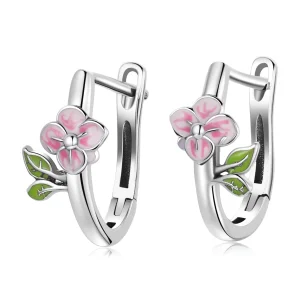 (imagem para) Pandora Style Spring Cherry Blossoms Hoop Earrings - SCE1287