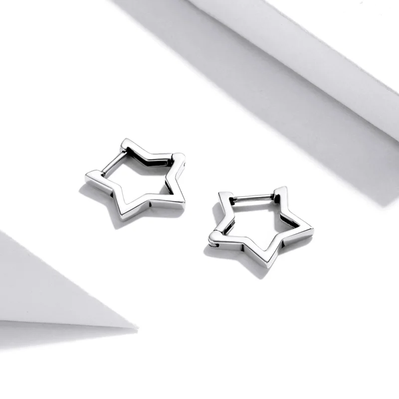 (imagem para) Pandora Style Star Shape Hoop Earrings - SCE1136 - Visualizar 5