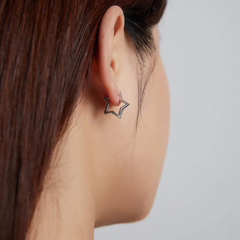 (imagem para) Pandora Style Star Shape Hoop Earrings - SCE1136 - Visualizar 6