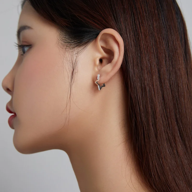 (imagem para) Pandora Style Star Shape Hoop Earrings - SCE1136 - Visualizar 8