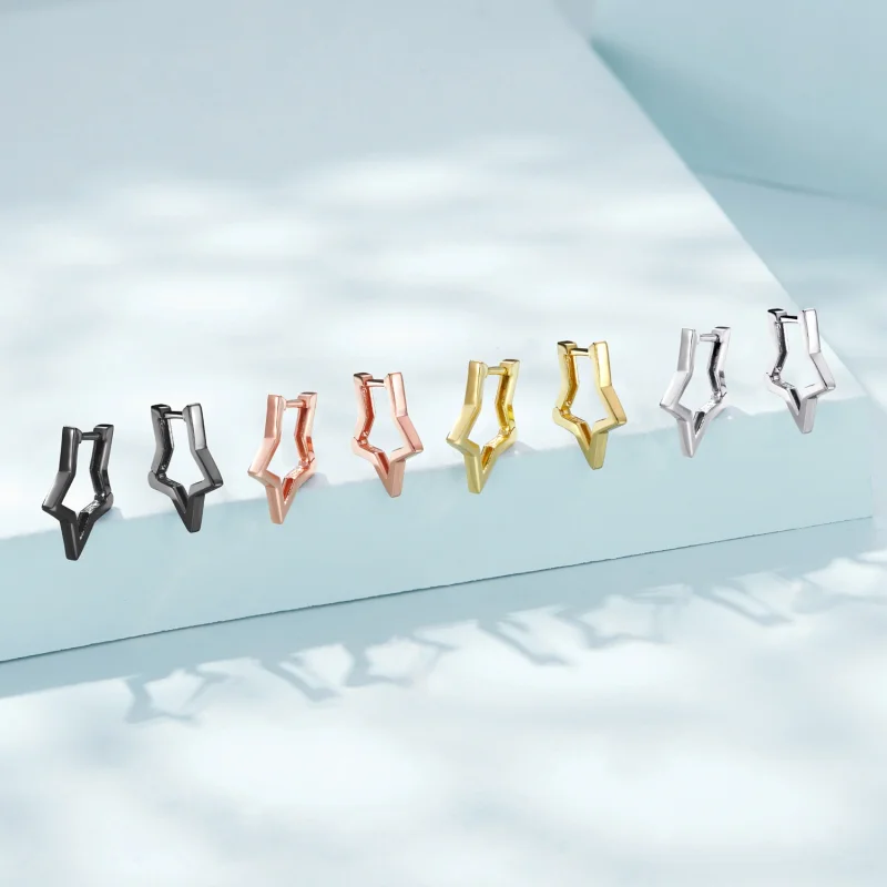 (imagem para) Pandora Style Star Shape Hoop Earrings - SCE1136 - Visualizar 10