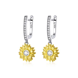 (imagem para) Pandora Style Sun Flower Hoop Earrings - BSE469