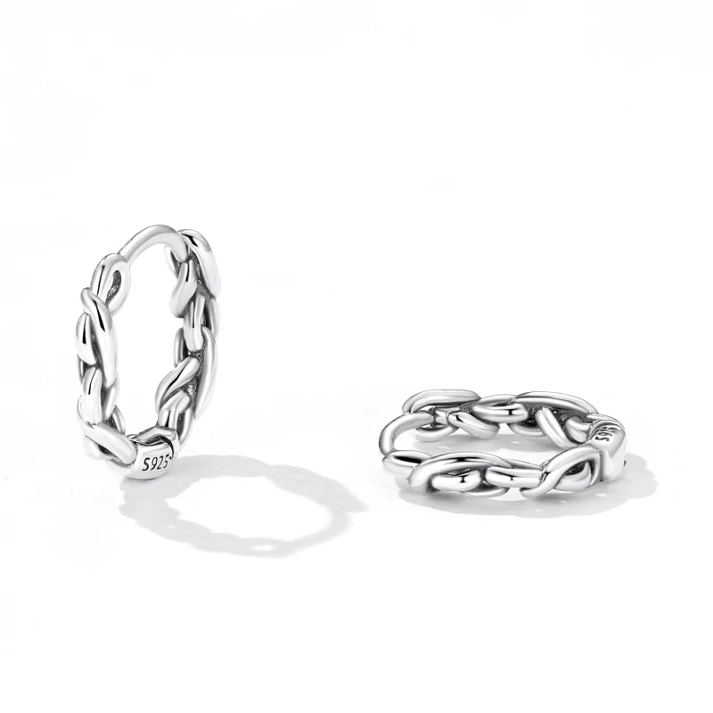 (imagem para) Pandora Style Twisted Rope Hoop Earrings - SCE1432 - Visualizar 2